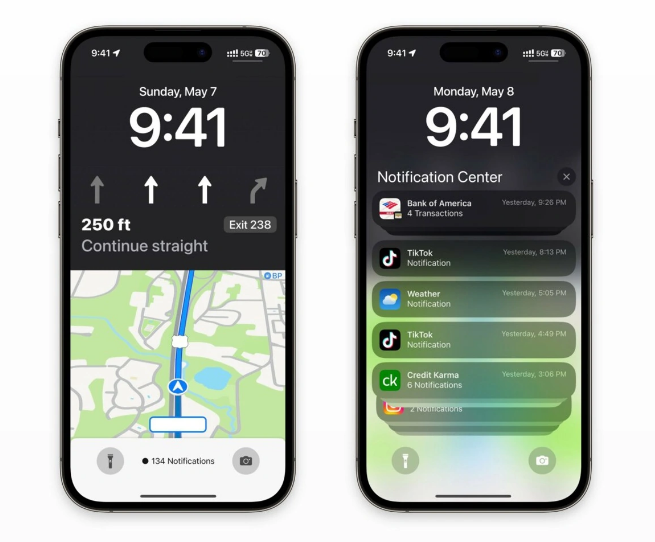 文圣苹果维修服务分享iOS17锁屏地图导航半屏显示长什么样 